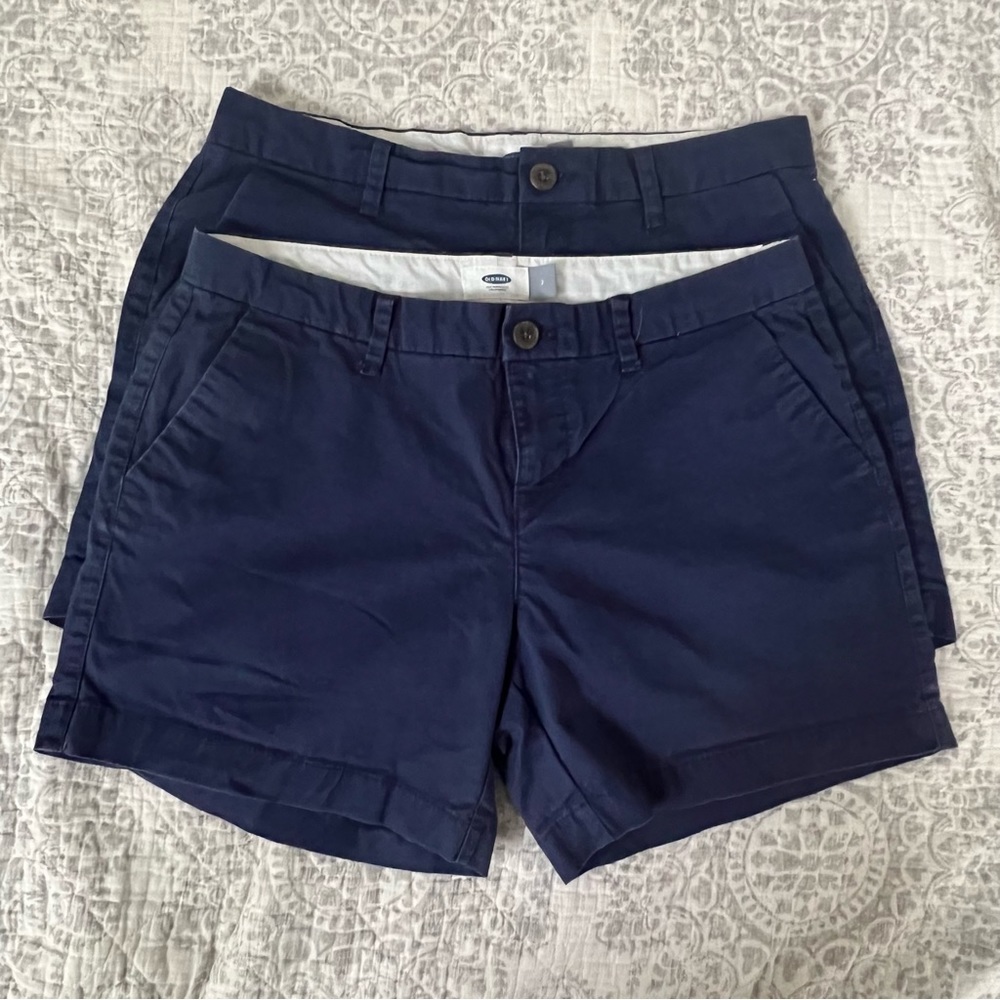 Old Navy Set of 2 Navy Blue Chino Shorts, Uniform, Size 2, EUC